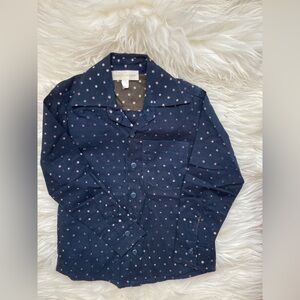 Boys Navy Blue Polka Dot Button-Down Shirt